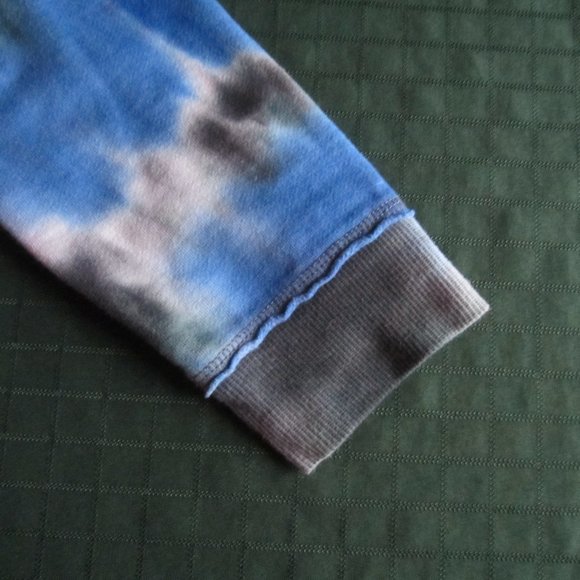 LOVE, FIRE Girl's Sweatshirt Hoodie Size M Tie Dye Fleece Blue Pink Torn Look - Picture 6 of 9